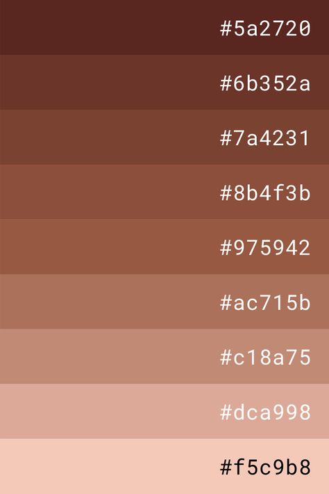 Illustrator Color Codes, Skin Tone Hex Codes, Skin Color Hex Code, Light Brown Hex Code, Canva Color Palette Codes Brown, Skin Color Palette Code, Brown Hex Code Palette, Brown Skin Color Palette, Color Pallete With Codes