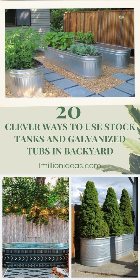 If you have an old stock tank or galvanized tub, don’t toss it away quickly. Instead of laying it somewhere around your home, there are some useful ways to recycle it useful. And today, we’ve collected 20 Clever Ways To Use Stock Tanks And Galvanized Tubs In The Backyard that will inspire you. They are super practical DIY stock tank ideas not only you trying but also your neighbors will love to copy your designs. Water Trough Planter Front Yard, Painted Stock Tank Planter, Livestock Trough Planter, Stock Tank Fire Pit Ideas, Galvanized Stock Tank Garden Ideas, Galvanized Tubs For Gardening, Galvanized Raised Garden Beds Landscape Design, Stock Tank Landscape Ideas, Planting In Galvanized Tubs