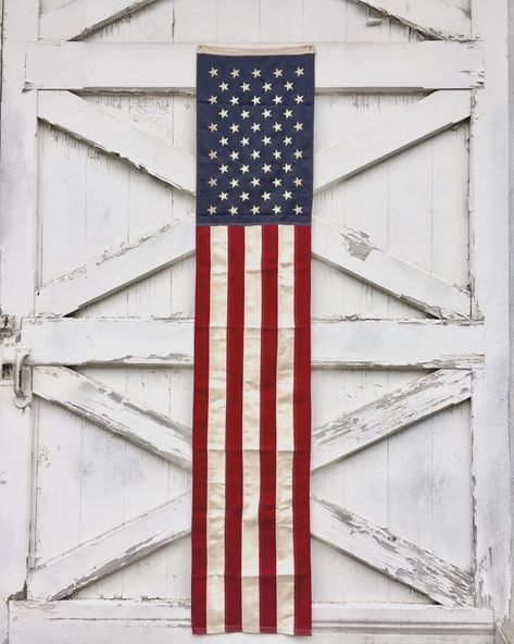 Vintage Barn Chicks on Instagram: “On SALE NOW! $5. Off!!! Show your American pride with this beautiful long narrow banner with embroidered stars and metal grommets at the…” American Flag Banner, Embroidered Stars, Boxwood Wreath, Creative Co Op, Tea Bowl, Flag Banner, A Barn, American Pride, Tea Bowls