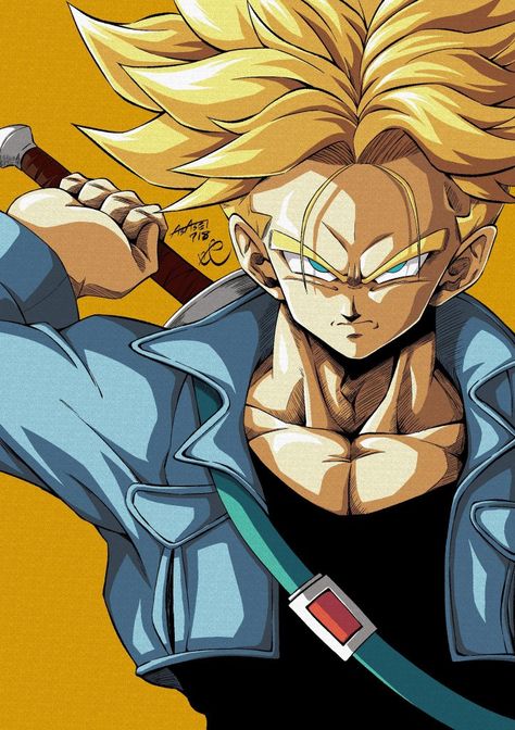 Super Saiyan Trunks, Trunks Dragon Ball, Dbz Super Saiyan, Trunks Super Saiyan, Human Body Drawing, Dragon Ball Wallpaper Iphone, All Godzilla Monsters, Future Trunks, Easy Cartoon Drawings