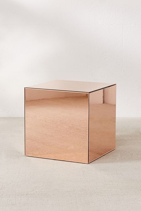 Mirrored Cube Cube Furniture, Traditional Coffee Table, Cube Side Table, Copper Mirror, Cube Table, Pedestal Side Table, Outdoor Side Table, Cool Coffee Tables, Bistro Table