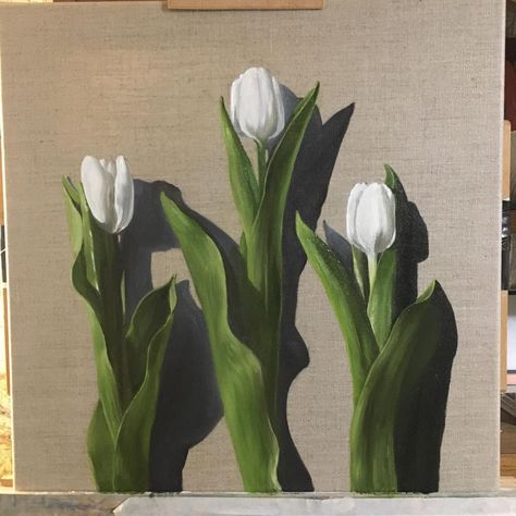 Catherine Henchie on Instagram: “Latest painting finished.” Tulips Spring, Oil Painting Inspiration, Tulip Painting, Flowers Tulips, Tulips Art, Art Realism, Realism Painting, Spring Tulips, White Tulips