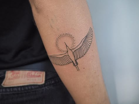 Less Is More Tattoo, Guys Tattoo Ideas, Alchemy Tattoo, Crane Tattoo, Feminine Features, Tattoo Art Ideas, Autumn Tattoo, Minimalist Tattoo Ideas, Tattoo Thoughts