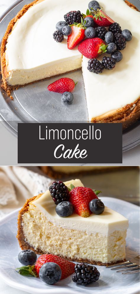 Lemon Cheesecake Topping, Alcoholic Cheesecake Recipes, Lemoncello Cheesecake Recipes, Italian Lemon Cheesecake, Lemon Cookie Cheesecake, Alcohol Cheesecake Recipes, Lemoncello Cheesecake, Lemon Chelo Cake, Cheesecake With Liquor