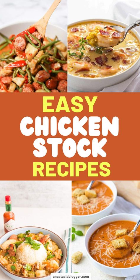 What else can you make from chicken stock aside from soups and stews? Here are 15 easy and delicious recipes you can follow using chicken stock! #chickenstock #dinnerrecipes Chicken Stock Recipes Dishes, What To Make With Homemade Chicken Stock, Meals With Chicken Stock, Soup With Chicken Stock Base, Recipe With Chicken Stock, Chicken Broth Uses Meals, Recipes For Chicken Broth, Recipes With Chicken Stock Dinners, Ways To Use Chicken Broth