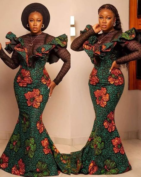 Silk Gown Styles, Mermaid Dress Prom, African Long Dress, African Prom Dresses Ankara, Free Gown, Ankara Asoebi, Prom Dress African, African Prom Dress, African Mermaid