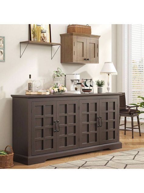 Bigbiglife 70" Large Buffet Cabinet, Farmhouse Buffet Sideboard Cabinet With Doors And Shelves, Buffet Table Coffee Bar Wine Bar Storage Cabinet For Kitchen, Living Room, Dark BrownI discovered amazing products on SHEIN.com, come check them out! Buffet Cabinet Farmhouse, Storage Cabinet For Kitchen, Bar Storage Cabinet, Cabinet For Kitchen, Embellished Furniture, Living Room Dark, Farmhouse Buffet, Room Dark, Cabinet With Doors