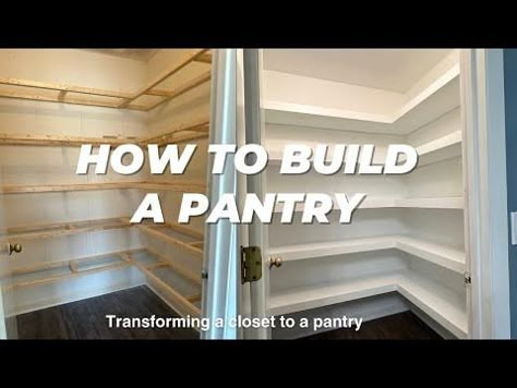 DIY Pantry Build | How to Build Floating Shelves for Pantry - YouTube Diy Pantry Shelves How To Build, Diy Pantry Build, Wood Pantry Shelving, Floating Shelves Pantry, Reach In Pantry, Pantry Remodel Ideas, Shelves For Pantry, Pantry Build, L Shaped Pantry