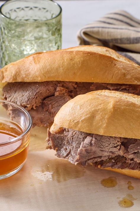 Easy Slow Cooker French Dip Baron Of Beef, Sandwich Pairings, Easy Slow Cooker French Dip, French Dip Recipe, Slow Cooker French Dip Sandwiches, Slow Cooker French Dip, French Dip Recipes, Fresh Tomato Soup, French Dip Sandwiches