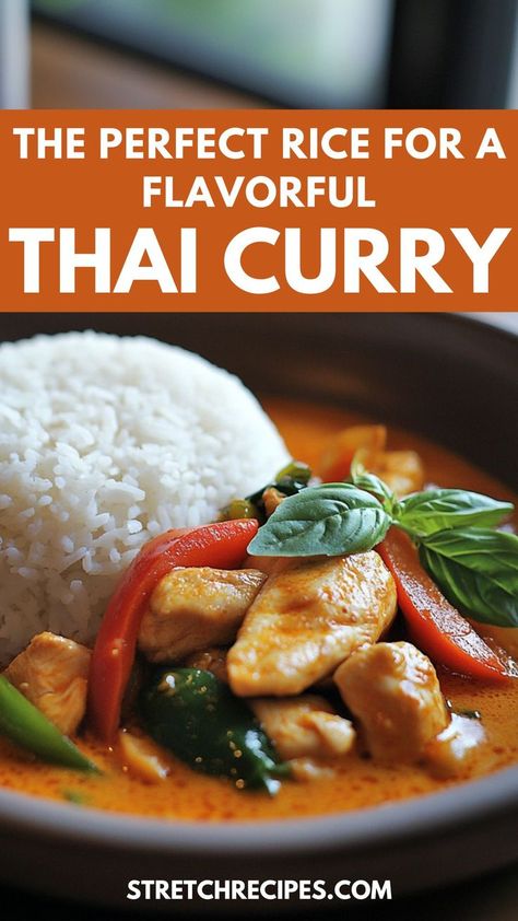 Ready to take your Thai curry to the next level? I'm spilling the beans on the best rice for Thai curry! Discover why fragrant jasmine rice is my top pick and learn my foolproof cooking tips. Plus, find out which other rice varieties made my runner-up list. Whether you're whipping up a spicy Thai curry soup or a creamy Thai chicken curry rice, choosing the right grain makes all the difference. Save this now and click through for the full guide! Spicy Thai Curry, Chicken Curry Rice, Thai Jasmine Rice, Thai Curry Soup, Jasmine Rice Recipes, The Best Rice, Thai Chicken Curry, White Rice Recipes, Rice Side Dish Recipes