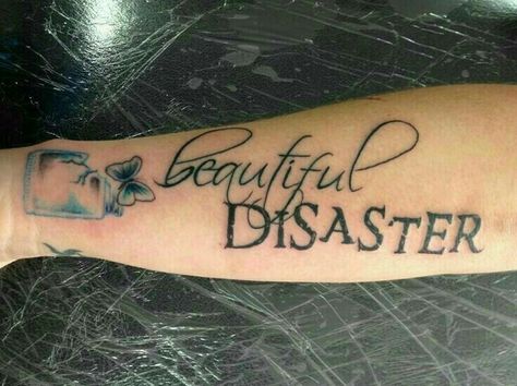 Imperfection Is Beauty Tattoo, Beautiful Disaster Tattoo, Disaster Tattoo, Ambigram Tattoo, Tattoo Beautiful, Leopard Tattoos, Favorite Tattoos, Star Tattoo, Red Tattoos