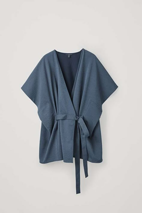 KIMONO WRAP TOP - Steel Blue - Tops - COS Kimono Outer, Kimono Wrap Top, Modern Kimono, Tailored Clothes, Kimono Wrap, Muslimah Fashion Outfits, Fashion Design Clothes, Kimono Fashion, Wrap Top