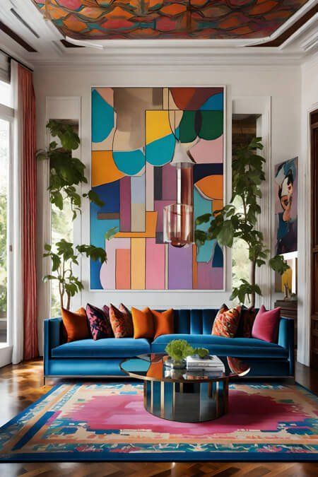 How to Decorate with Bright and Bold Colors Without Looking Juvenile Modern Living Room Decor Colorful, Colorful Formal Living Room, Bold Colors Interior Design, Colorful Art Living Room, Classic Colorful Living Room, Pop Art Living Room Ideas, Elegant Eclectic Decor, Modern Living Room Colorful, Bright Color Interior Design