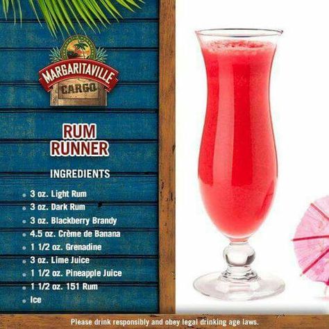 Margaritaville Machine Recipes, Margarita Machine Recipes, Rum Runner Recipe, Margaritaville Recipes, Runner Recipes, Margaritaville Frozen Concoction Maker, Margarita Machine, Rum Runner, Blender Drinks