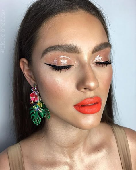 - Pinterest - MaebelBelle - Editorial Make-up, Maquillage On Fleek, Orange Lipstick, Glam Glow, Makeup Tip, Lip Palette, Beauty Make-up, Glow Skin, Editorial Makeup