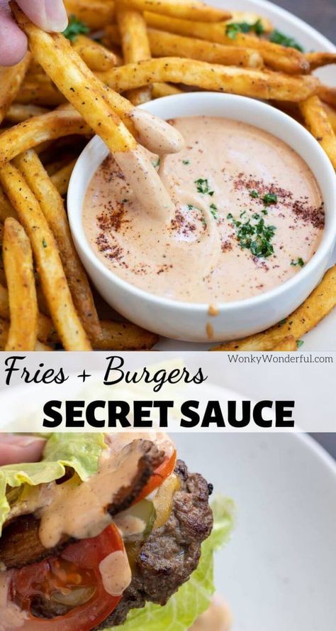 Make the best Secret Fry Sauce Recipe right at home. This secret sauce doubles as a burger sauce too. Feed your fast food craving right at home. #frysauce #specialsauce #copycatrecipes #fastfoodrecipes #burgersauce Smoky Mayo Recipe, Men On Pinterest, Burger Sauces, Fry Sauce Recipe, Hamburger Sauce, Secret Sauce Recipe, Sauce Burger, Burger Sauces Recipe, Macros Diet