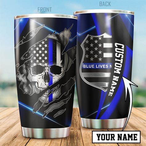 Police Tumbler, Blue Lives, Military Police, Tumbler Gift, Personalized Tumblers, Steel Design, Vacuum Sealing, Tumbler Cups, Stainless Steel Tumbler