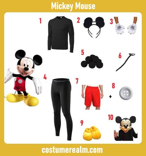 Transform Into Mickey Mouse: A Halloween Costume Guide Diy Mickey Costume, Homemade Mickey Mouse Costume, Mickey Mouse Costume Diy, Mickey Mouse Adult Costume, Diy Mickey Mouse Costume, Men’s Mickey Mouse Costume Diy, Mickey Mouse Halloween Costume, Mickey Mouse Slippers, Mickey Mouse Gloves