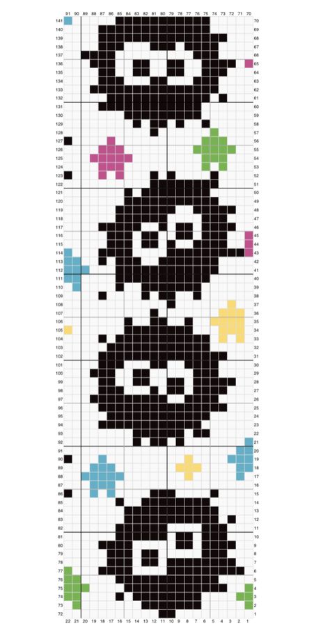 Alpha Patterns Crochet Totoro, Totoro Crochet Grid, Crochet Pixel Pattern Studio Ghibli, Alpha Patterns Crochet Studio Ghibli, Ponyo Grid Pattern, Ghibli Pixel Pattern, Crochet Ghibli Pattern, Totoro Grid Pattern, Jiji Alpha Pattern