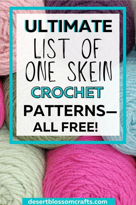 One Skein Crochet Patterns, Crochet Project Free, One Skein Crochet, Scrap Yarn Crochet, Quick Crochet Patterns, Easy Crochet Stitches, Crochet Gratis, Beginner Crochet Projects, Crochet Patterns Free Blanket