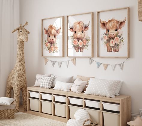 Highland Cow Nursery Wall Art, Farm Animal Nursery Decor, Framed Baby Highland Cow Art Prints, Farm Baby Calf Cow Canvas Pictures Set of 3 SHOP HERE www.etsy.com/shop/CloudDesignShop 𝗣𝗥𝗢𝗗𝗨𝗖𝗧 𝗗𝗘𝗦𝗖𝗥𝗜𝗣𝗧𝗜𝗢𝗡 ➡️ Photo Prints (Unframed) ➡️ Framed Photo Prints ➡️ Canvas (Gallery Wrap) ➡️ Framed Canvas (Click through the listing photos to view the product options.) ➡️ 𝗣𝗛𝗢𝗧𝗢 𝗣𝗥𝗜𝗡𝗧𝗦 (Unframed) 🔸Printed borderless on Lustre "E" professional photo paper.. 🔸Features a rich, shar Highland Cow Nursery Decor, Baby Highland Cow Nursery, Highland Cow Room, Highland Cow Nursery Theme, Highland Cow Bedroom, Cow Print Nursery, Farm Theme Nursery, Highland Cow Nursery, Farm Animal Nursery Decor