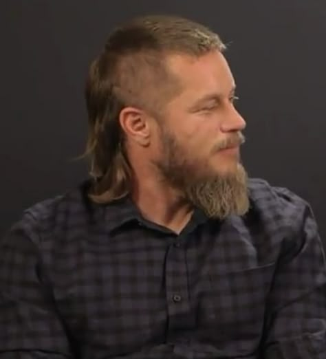 Viking Mullet Men, Viking Mullet, Travis Fimmel 2023, Buzzcut Mullet, American Mullet, Men Fade Haircut Short, Mohawk Hairstyles Men, My New Haircut, Beard Haircut