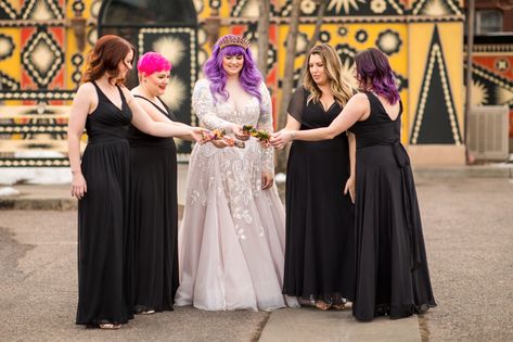 Witchy Wedding with Plants, Crystals and Bridesmaid’s Carrying Sage Bundles · Rock n Roll Bride Wedding With Plants, Plants And Crystals, Plants Crystals, Witchy Wedding, Classic Photographers, Sage Bundles, Hayley Paige Bridal, Long Engagement, Bride Crown