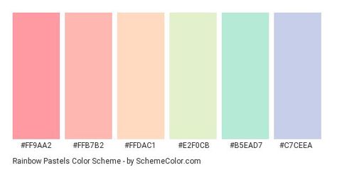 Pastel rainbow colors Pastel Rainbow Color Pallete, Pastel Orange Colour Palette, Microsoft Color Palette, Colorful Pastel Color Palette, Sherbert Color Palette, Pantone Pastel Palette, Rainbow Pastel Color Palette, 6 Colors Palette, Color Palette 7 Colors