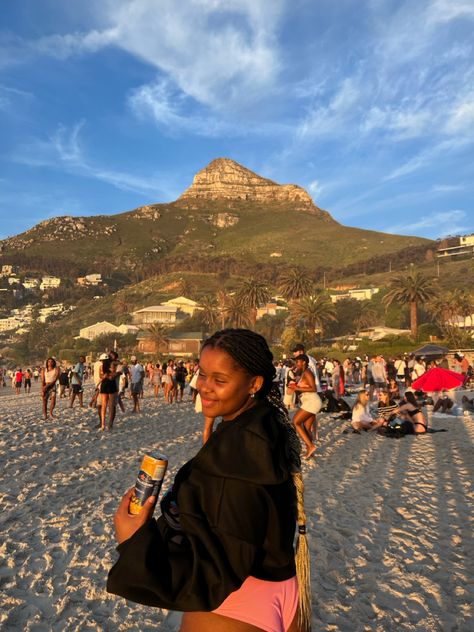 #summer #beach #clifton #goldenhour Cape Town Beach Aesthetic, Cameroon Beach, Cape Town Vacation, Port Dickson Beach, South Africa Bucket List, Clifton Bridge, Africa Bucket List, Clifton Beach, Uni Life