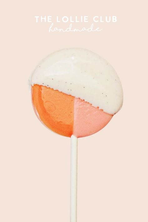 Welcome to The Lollie Club! Our Lollipops are handcrafted in the USA and made with Florida cane sugar. We create unique, fun candies that will make everyone smile. Each lollipop is a generous 2.5" in diameter. This lollipop is Peach mango dipped in real vanilla bean cream. Choose your pack of 3, 6, 9 or 12 lollipops. Mango Lollipop, Vanilla Bean Cream, Candy Orange, Orange Creamsicle, Peach Mango, Best Candy, Cane Sugar, Vanilla Bean, Lollipop