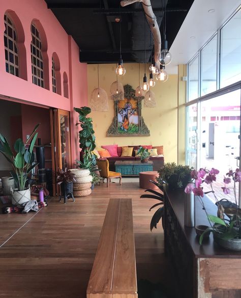 Colorful Yoga Studio, Wellness Collective, Yoga Studio Design Ideas, Yoga Studio Design, Big Smiles, Retreat Center, Yoga Mom, Yoga And Meditation, Pink Lotus