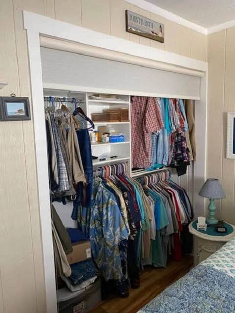 11 Closet Without Doors Ideas | Closet Door Alternatives Blinds For Closet Doors, How To Hide A Closet Without A Door, Door Alternatives Diy Closet, Closet Door Cover, Alternative To Closet Doors Bedrooms, Roll Up Closet Door, Drapes For Closet Doors Ideas, Diy Door For Bookcase, Small Space Closet Doors