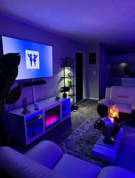 1 Bedroom Apartment Living Room, Chill Vibe Living Room Ideas, First Bedroom Together Couple, Living Room Decor Y2k, Vibe Living Room Aesthetic, Couple Apartment Decor, Studio Apartment Ideas Aesthetic, Hype Beast Living Room, Male Apartment Decor Living Room