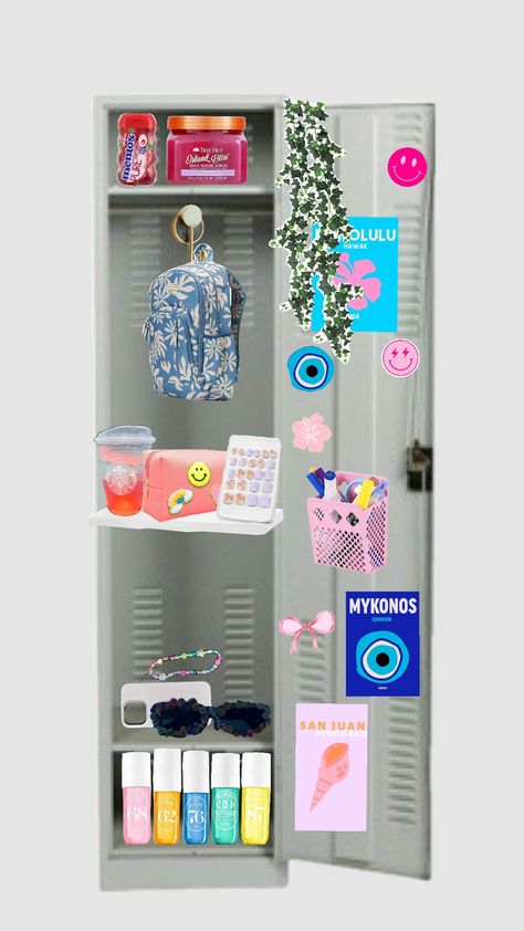 locker idea preppy edition ! 🌺💗⭐️🛍🌸🎀✨️🌴 #preppy Preppy Locker Ideas, Locker Ideas Aesthetic, School Locker Ideas, Preppy Locker, Locker Decorations Diy, Locker Ideas, Preppy Things, School Locker, Locker Decorations