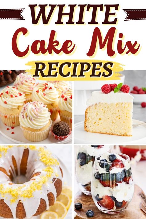 Thanks to these white cake mix recipes, making a show-stopping dessert has never been easier. And I guarantee nobody will know you took a shortcut. White Cake Mix Recipes, Cake Mix Better, Cake Mix Pancakes, Cake Mix Recipe, Boxed Cake Mixes Recipes, Inside Cake, Cake Mix Desserts, Cake Liner, Fruity Cake