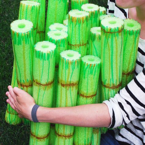 easy pool noodle stacking game // wild olive Survivor Theme, Survivor Party, Jungle Theme Classroom, Wild Olive, Vbs Themes, Fiesta Tropical, Panda Party, Vbs Crafts, Pool Noodles