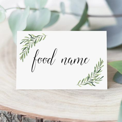 Elegant Food Cards for Buffet Greenery Wedding Food Labels - Etsy Food Buffet Label Ideas, Buffet Cards Food, Food Name Tags Buffet, Food Cards For Buffet, Food Tags For Buffet, Food Signs For Party Buffet, Wedding Food Labels, Food Labels For Buffet, Food Label Design