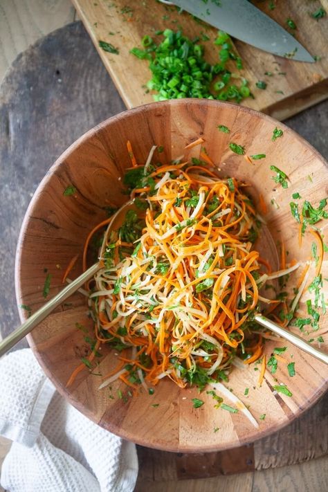 Thai Carrot Slaw - Lillie Eats and Tells Lillie Eats And Tells, Ginger Chicken Recipes, Chili Garlic Paste, Carrot Slaw, Tasty Thai, Macros Diet, Squash Salad, Macro Friendly Recipes, Ginger Chicken