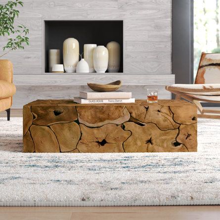 Magazines Decor, Wood Block Coffee Table, Block Coffee Table, Log Coffee Table, Natural Wood Coffee Table, Driftwood Coffee Table, Bed Furniture Design, Room Seating, Cool Coffee Tables