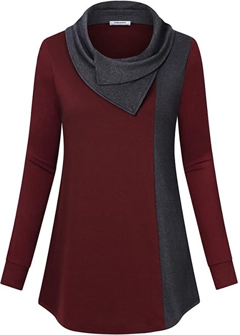 Long Tops For Leggings, Winter Tops For Women, Tunic Tops For Leggings, Cowl Neck Shirt, Boots And Leggings, Trendy Shirt Designs, Cowl Neck Tunic, Unique Sweaters, Tunic Tops Casual