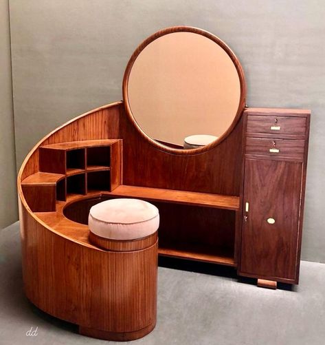 Teak Vanity, Unusual Furniture, Art Deco Vanity, Dream Furniture, Deco Furniture, Funky Furniture, Art Deco Furniture, Dream House Interior, Vanity Table