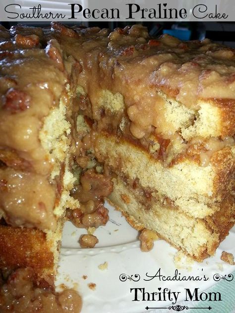 Southern Pecan Praline Cake - Acadiana's Thrifty Mom #southern #pecan #praline #pecanpraline #pralineCake #Cake Pecan Praline Buttermilk Pound Cake, Southern Pecan Praline Cake, Southern Praline Cake, Pecan Praline Cake, Southern Praline, Praline Cake, Buttermilk Pound Cake, Pecan Praline, Cakes To Make