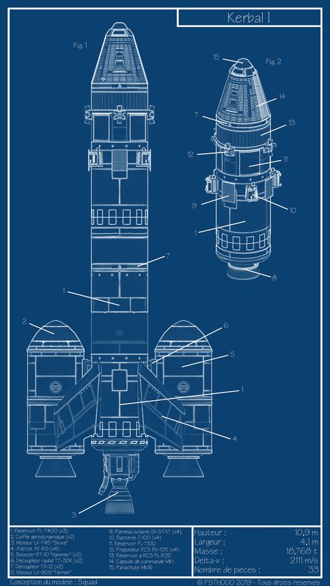 Kerbal 1 (KSP Blueprints) by Fabian StevenSimple to use this standard rocket allows beginners to familiarize themselves with flying rockets and thus reach their first orbit. Ksp Blueprints, Rocket Blueprint, Iphone Wallpaper Nasa, Information About Space, Space Construction, Aerospace Design, Kerbal Space Program, Birthday Bulletin Boards, Rocket Design