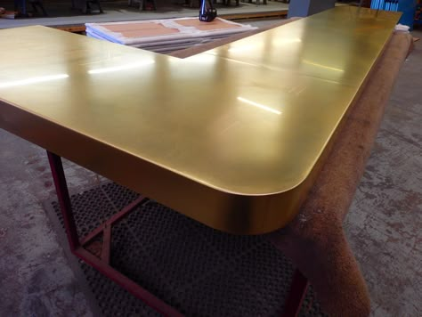 https://flic.kr/p/FGQEd7 | Brass Counter Top Satin Finish | OLYMPUS DIGITAL CAMERA Brass Countertop, Stanly Ranch, Brass Interior Design, Concept Interior Design, Bar Countertop, Dental Cabinet, Bar Design Ideas, Whiskey Room, Bar Counters