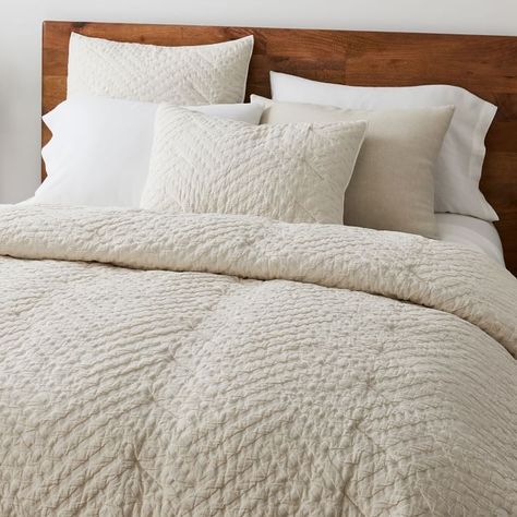 Parquet Texture Quilt, Full/Queen, Alabaster | West Elm Parquet Texture, Textured Duvet Cover, Textured Duvet, Textured Quilt, Neutral Bedding, Textured Bedding, Kids Duvet Cover, Bedroom Quilts, Quilted Sham