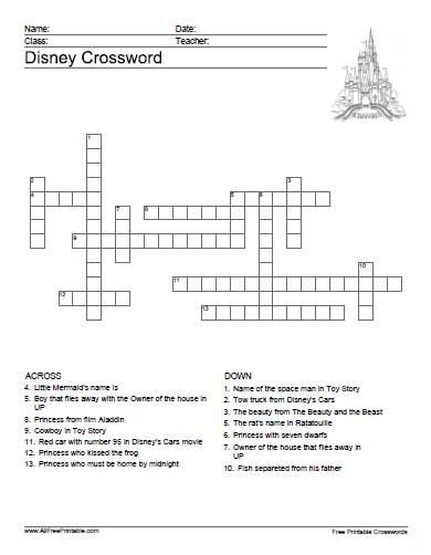 Free Printable Disney Crossword. Free Printable Disney Crossword with the solution included. Free crossword game to share with your students or at home with your kids. Save money, don't buy crossword Games, just print them free here. Print it using your inkjet or laser printer and have fun solving the crossword with the 14 Disney related words. Find Disney related Disney Worksheets, Drama Vocabulary, Crossword Puzzles For Kids, Pencil Games, Kids Crossword Puzzles, Free Printable Crossword Puzzles, Disney Road Trip, Printable Crossword Puzzles, Kids Travel Activities