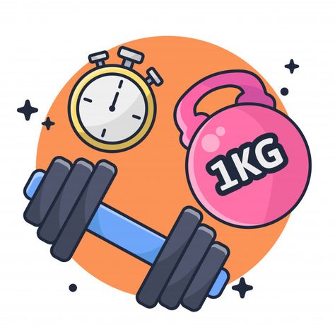 Fitness barbells and stopwatch | Premium Vector #Freepik #vector #sport #fitness #gym #exercise Gym Doodles, 2024 Doodle, Exercise Clipart, Gym Clipart, Gym Illustration, Gym Vector, Frida Kahlo Exhibit, Sport Science, Science Clipart