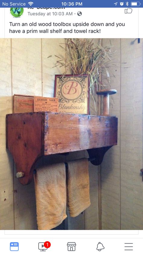 Wooden Tool Boxes, Interior Colors, Deco Retro, Décor Diy, Repurposed Furniture, Primitive Decorating, Decor Rustic, Country Decor, Rustic House