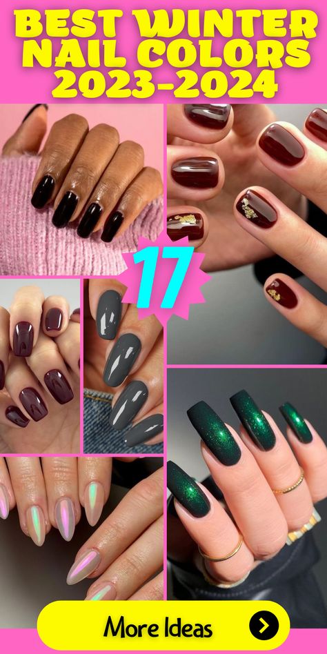 Discover the Trendiest Best Winter Nail Colors 2023-2024: Explore the top trends in nail fashion with the best winter nail colors 2023-2024. Whether you prefer short square or almond nails, these trendy shades, including dip powder and acrylic options, will keep your manicure stylish and fashionable. Get ready for the season with the latest nail polish trends that will make your nails stand out on the street. Stay classy and chic with the most popular nail polish colors. Dnd 2023 Nail Colors, Sns Dipping Powder Nails Winter, Dnd Gel Polish Colors Winter 2023, Solid Color Dip Powder Nails, Dnd Dip Powder Colors, Winter Nails Solid Color, January Nail Colors, Latest Nails, Winter Nail Colors