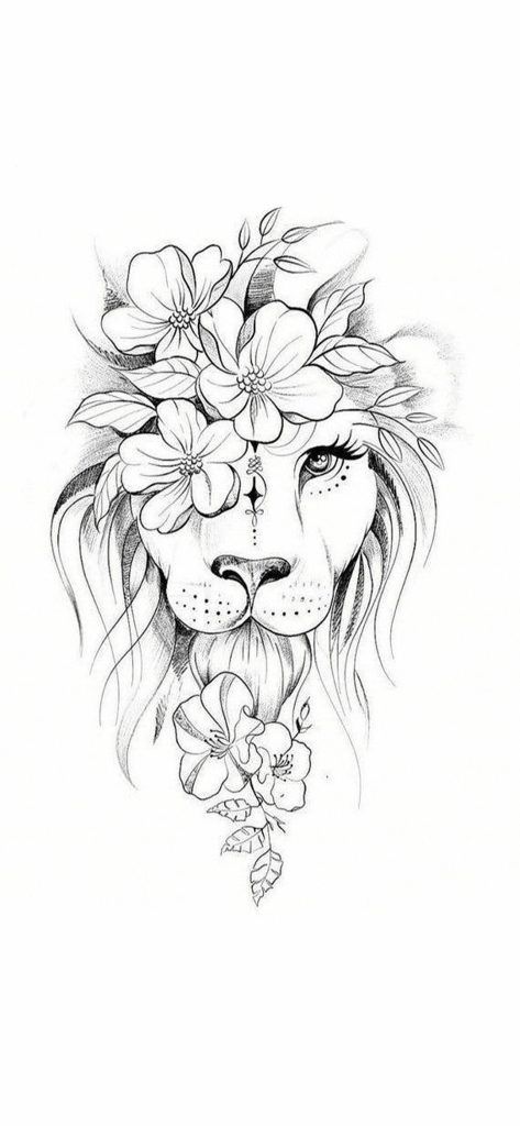 Lioness Tattoo Ideas, Lioness Tattoo Design, Female Lion Tattoo, Lion Flower, Lion Art Tattoo, Lion Mandala, Lioness Tattoo, Der Joker, Tattoos Arm